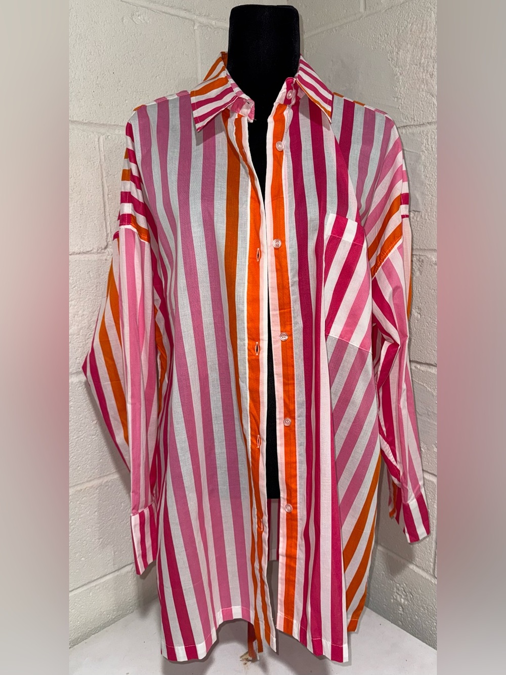 Beach Riot Alexa Top Sunset Stripes Swim Coverup Pink Orange PL NWOT - Picture 1 of 8